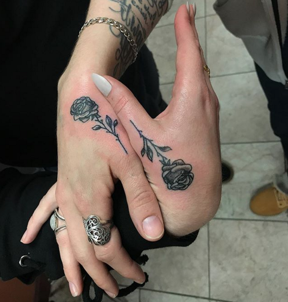Rose Hand Tattoos by Larry Allen